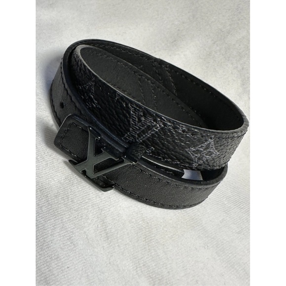 Louis Vuitton Slim Monogram Double Wrapped Bracelet + Signature LV Logo in Black - Picture 4 of 11